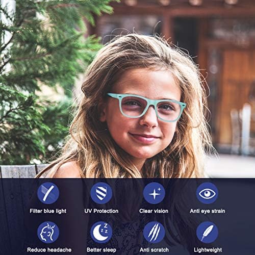 WOWSUN Детски Блокер Очила със Синя Светлина за Момчета и Момичета, Леки Очила за Компютърни игри TR, Защита От Пренапрежение