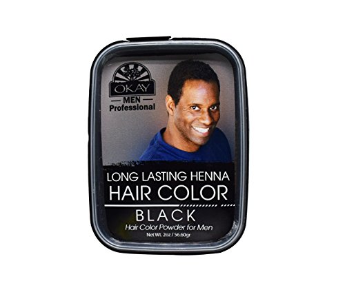Okay | Мъжки Професионална боя за коса с по-продължителен ефект на оцветяване с къна| Черен|, За всички видове и текстури на