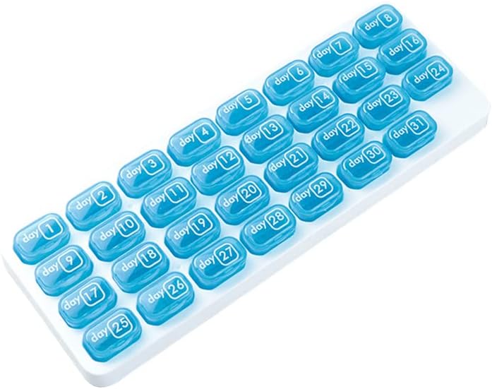 UHZBTEC 2 опаковки Месечно 31 клон Органайзер за хапчета Дневен Органайзер за Хапчета за Лекарства Витаминен Притежателя
