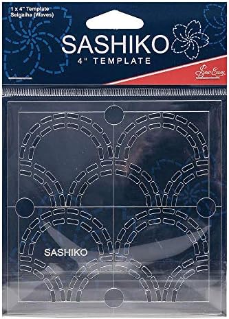 Шият Прост шаблон за бродерия Сашико 4 x 4 инча Сейгаиха (Вълна)