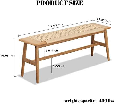 Пейка VADISUN от масивен Дъб, Дизайнерски, ръчно изработени, Здрави Врезная конструкция с шипове-Здрава конструкция крака на стол, Пейка за легла / Коридор / Трапезария