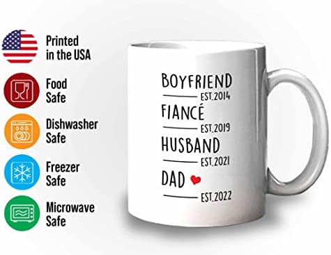 Кафеена Чаша за бебе душ 11 грама Бяла - Персонализирана Съпруг Татко - Обява за бременност Нов Детски Хумор, Поздравления