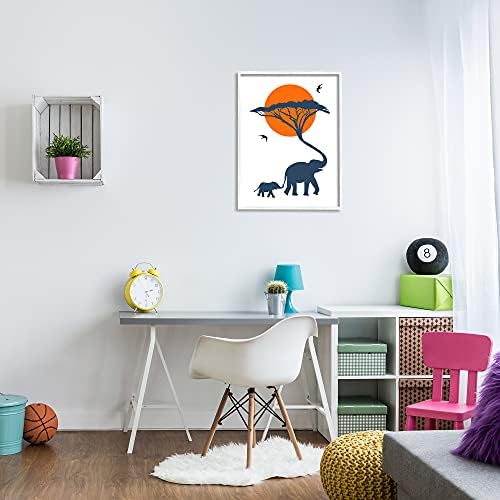 Stupell Industries Съвременно Африканско Сафари Семейство Слонове Sunny Sky, Дизайн на Atelier Плакати на Стената