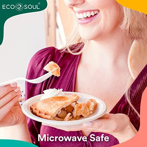 ECO SOUL [6 инча, 125 опаковки | Кръгла Чиния от торта за компостиране | за Еднократна употреба Екологични Биоразградими Кът чинии | Чинии за партита, Сватби, Събития