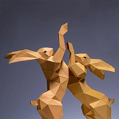 WLL-DP на Бойна Заек Хартиена Скулптура направи си САМ Хартиена Трофей 3D Геометрично Декорация на Дома, Оригами Пъзел