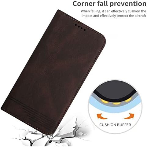 Съвместим с Samsung Galaxy S23 чанта-портфейл на допир, здрав магнитен кожен калъф с поставка за карти, бизнес флип