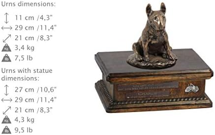 Седнала Териер, Спомен Урна за Кучешки Праха със Статуя, на името на домашен любимец и Цитат - ArtDog Personalized