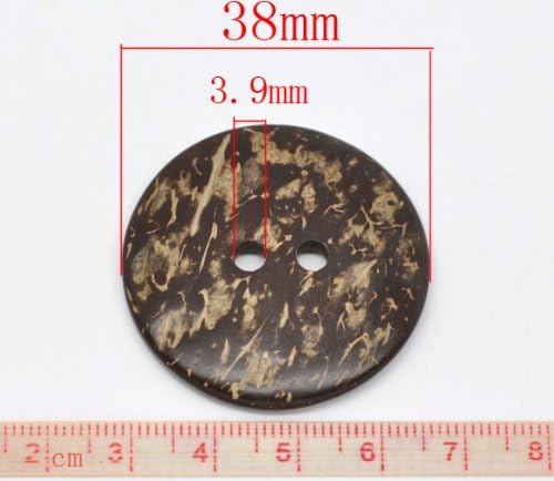 PEPPERLONELY Марка 20PCS Кафява черупка от кокосов орех 2 Дупки Копчета за шиене Scrapbooking 38 mm (1-1/ 2 инча)