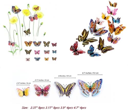 24шт Светещи 3D Цветни Стикери за Стена С Пеперуди, Стикери За Стена с Пеперуди Красят Детска Спалня и Стая Декор