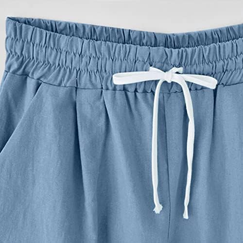 Къси панталони-Бермуди за Жени с Дължина до Коляното, Дълги Памучни Спортни Трикотажни Панталони, Тянущиеся Шорти за Почивка