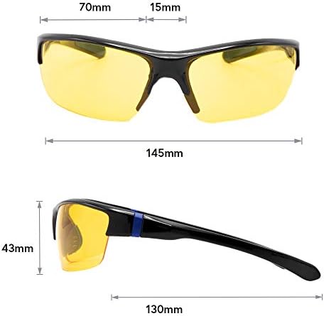 Очила за нощно виждане VITENZI за Мъже и Жени с Антирефлексно покритие, Безопасни за нощно шофиране Ден, HD Жълто Оцветени