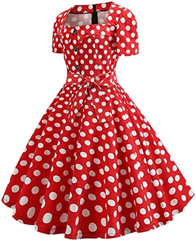 Жена ретро рокля на Полка точки на 1950-те години, Коктейл Вечерна Рокля-Люлка с Къс Ръкав и завязкой На талията, Реколта