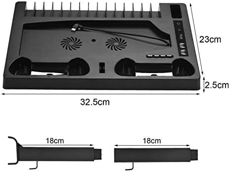вертикална поставка greatdaily за PS5, Вентилатор за охлаждане на конзолата за PS5, зарядно за две контролери, С led индикатори,