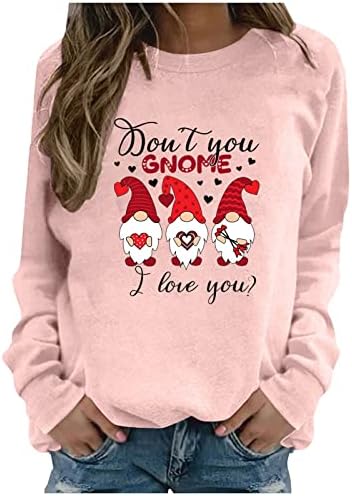 Дамска Риза в Деня на Св. Валентин, Върхове с кръгло деколте, Пуловер с дълъг ръкав, Графични Свитшоты с изображение