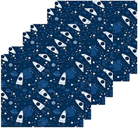 Комплект кърпички за миене на съдове ALAZA Space Planet Rocket3 - Опаковка от 6 Памучни Кърпички за лице, е добре Абсорбиращи