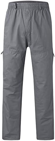 Мъжки Свободни Памучни Панталони с Еластичен Колан и Джоб Голям Размер Дантела, Панталони като Цяло, Мъжки Работни