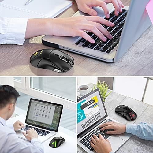 Безжична мишка FMOUSE за лаптоп, Ергономична Bluetooth-мишка с тройно режим (Dual Bluetooth + 2.4 G Безжичен) 4000 dpi USB-C