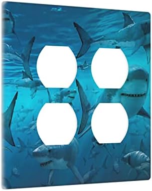 Shark Двустепенна Розетка Двойна Капачка на Ключа Декоративни Стенни Табела 2 на Бандата, Изход за Момчета Спалня