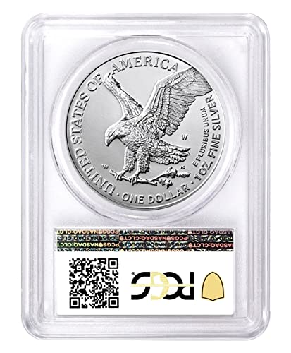 2022 W Американски Орел Полирана сребърна монета с тегло 1 унция $1 PCGS SP70