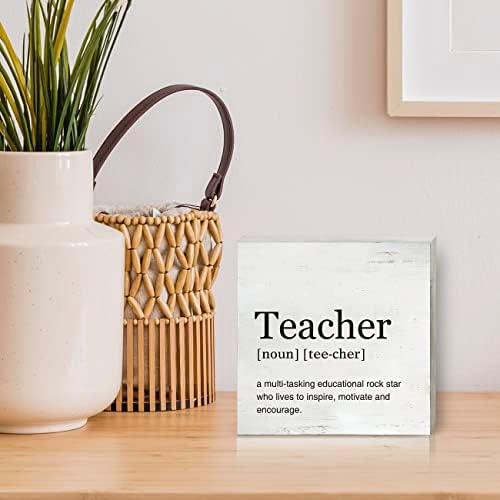 Определението на Учителя Дървена Кутия Знак Домашен Офис Декор Благодарност към Учителите Дървена Кутия Знак