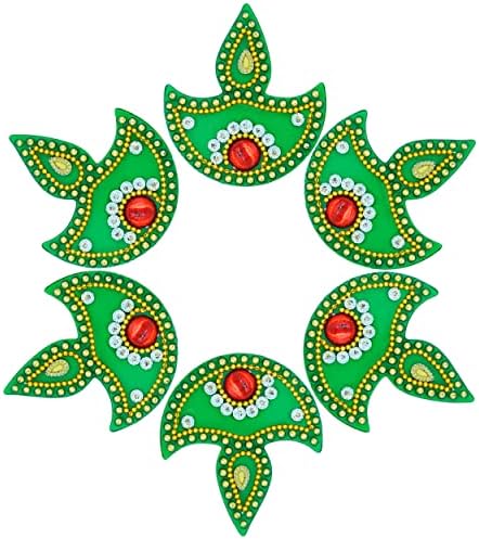 Triyashh Ръчно изработени от Акрил Зелен Цвят Diya Rangoli/Начало декор/Дивали Дия/Подарък за дома/Интериор