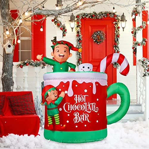 Charnoel Коледни Надуваеми играчки 5,2 метра, Елф, Улични Украса за Двора, Коледната Кафеена чаша от Конфетного Тръстика,