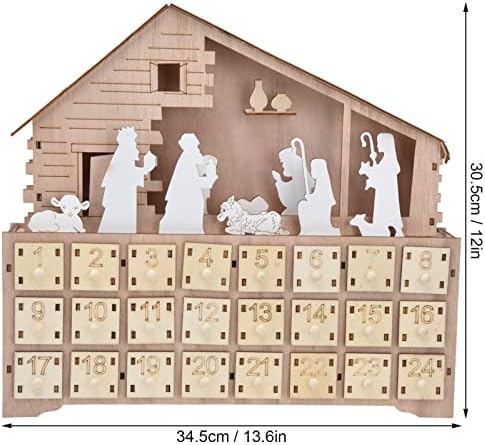 Коледен Адвент-Календар, Красив многократна употреба Дървена Адвент-Календар с led Подсветка за Коледен декор на Стаята