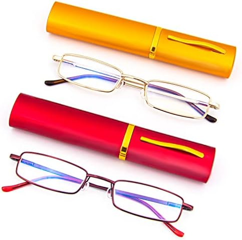 LOOKWORLD 2 опаковки Сини Светоблокирующих Очила за четене със Защита от ултравиолетови лъчи за Мъже и Жени, Модни