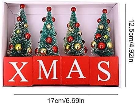 Мини-Изкуствени Коледни Елхи с Букви, Модернизирани Сизалевые Елхи с Дървена основа, Коледни Четки за Декорация на Коледната