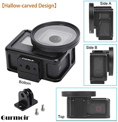 Метален калъф Gurmoir за GoPro Hero 7 6 5, черна, Алуминиев Защитен Корпус, рамка за видеокамери с 52 mm UV филтър за Go