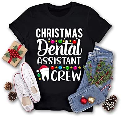 Коледа Коледа Риза за Асистент Зъболекар, Коледна Риза за Стоматолози, Подаръци за Зъболекари за жени, Тениска с весела Коледа,