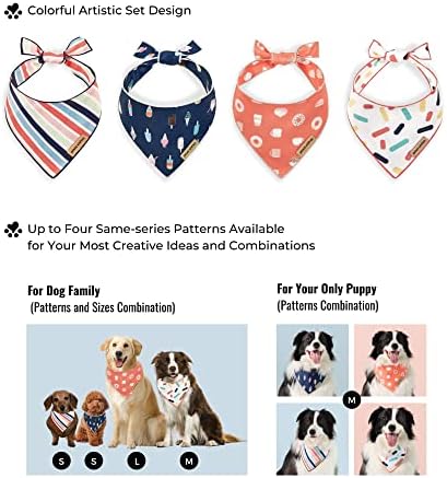 Кърпа за кучета Paws Wishes, 2 опаковки, Определени за Сладолед и градинска ружа, Лятно Пладне, Удобен за потребителя Дизайн, Защита от вълна и вода, Регулируема Шал за куч