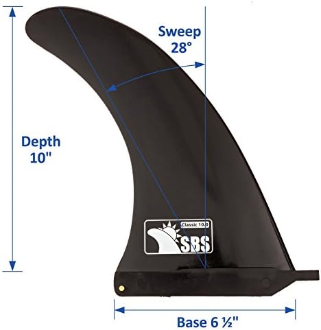SBS 10 Перка за сърф и SUP - Без инструмент, Без винт за перка - 10-инчов Централен Перка за Лонгборда, дъски за сърф