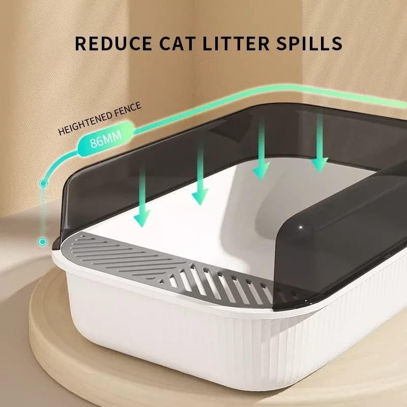 DHDM Кутия за Котешки Тоалетни с Голям Капацитет, Полузакрытый Пластмасова Кутия с Пясък за Котки, Тоалетна