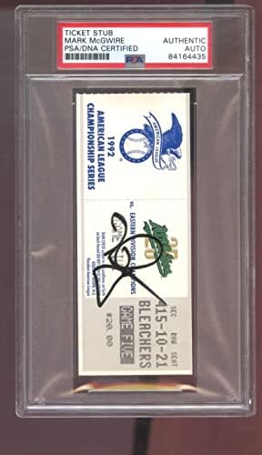 Марк Mcgwire Подписа Автограф Auto PSA / ДНК На Корешке бейзболен билет 1992 ALCS A ' s - Снимки на MLB с автограф