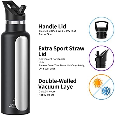Бутилки за вода Arslo от неръждаема Стомана с изолация, Спортна бутилка с двойни стени, с Капак и Соломинкой, защитени