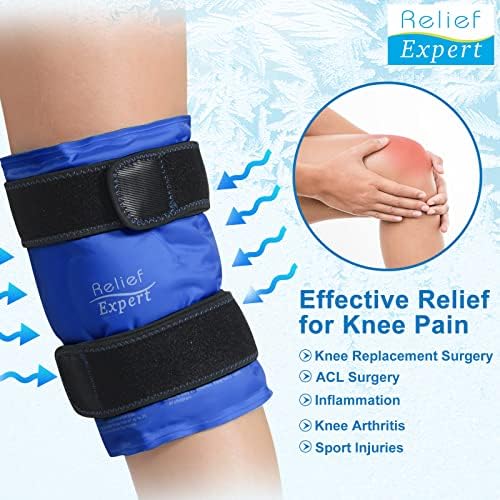 Обвиване на тялото с лед за глезените Relief Expert и пакет с лед на коляното (тъмно синьо)