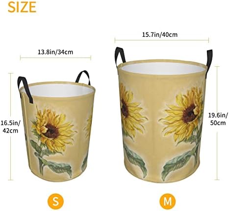Голям кош за бельо Art Sunflower, Сгъваеми Високи Кошница За Дрехи, Чанта За Пране За Баня, Спални