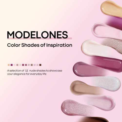 modelones Комплект от Поли-Гелове за Изграждане на нокти, 12 Цвята, Розови Телесни Тонове, Комплект от Поли-Гелове за Нокти,