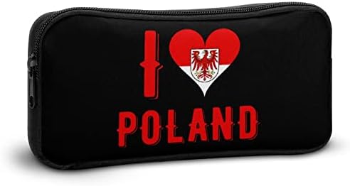 I Love Poland молив случай за тийнейджъри и Възрастни, Чанта за Моливи с Голям Капацитет, Здрав Калъф За Съхранение