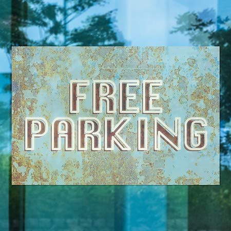 CGSignLab |Безплатен паркинг -Илюзорен Состаренный синьо Перваза на прозореца | 36 x 24