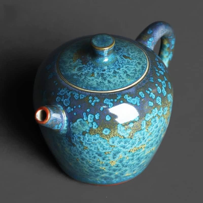 EYHLKM Китайски ръчно кана с капающим кристал Тяньму, текстура със златен лъч, кана за приготвяне на чай Кунг-фу, чай набор от електрически чайник (Цвят: A)