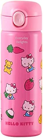 Ежедневните Изкушения Sanrio Hello Kitty Изолирано Бутилка за Вода от Неръждаема Стомана 400 мл Розово и розово
