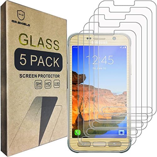 Mr.Shield [5 опаковки, предназначени за Samsung Galaxy S7 Active (не са подходящи за Galaxy S7) [Закалено стъкло] Защитно фолио