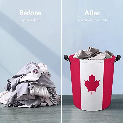Кошница за дрехи с Канадски Флага Сгъваема Висока Кошница за Дрехи с Дръжки Чанта За Съхранение