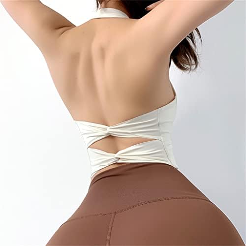 Дамско бельо за йога CXDTBH с кръстосани облегалка, със Сменяеми накладки на гърдите, Спортен сутиен с обтягивающим деколте,