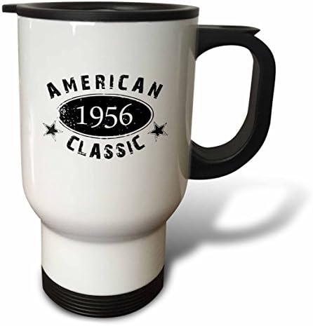3dRose Чаша за пътуване 1956 Американската Класика Персонализирани Година на раждане на черен Гръндж ретро Вид От неръждаема