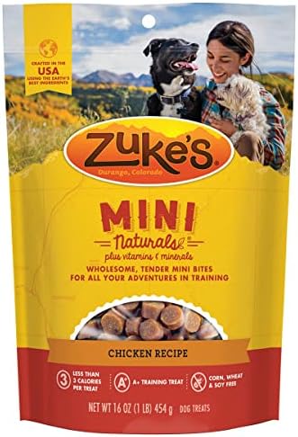 Екстри за възрастни кучета Zuke's Mini Naturals, пиле Рецептата с витамини и минерали, Екстри за дресура на кучета,