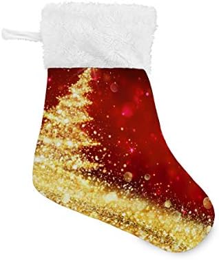 Коледни Чорапи ALAZA, Златна Блестяща Коледна Елха, Класически Персонализирани Малки Декорации за Отглеждане за