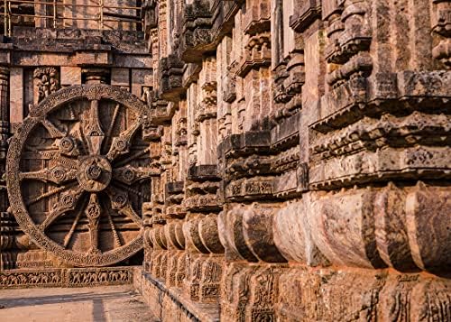 BELECO 7x5ft Плат Храм на Слънцето Конарк, Индия Фона на Древен Индийски Храм на Историческата Резба Сграда на Колелото